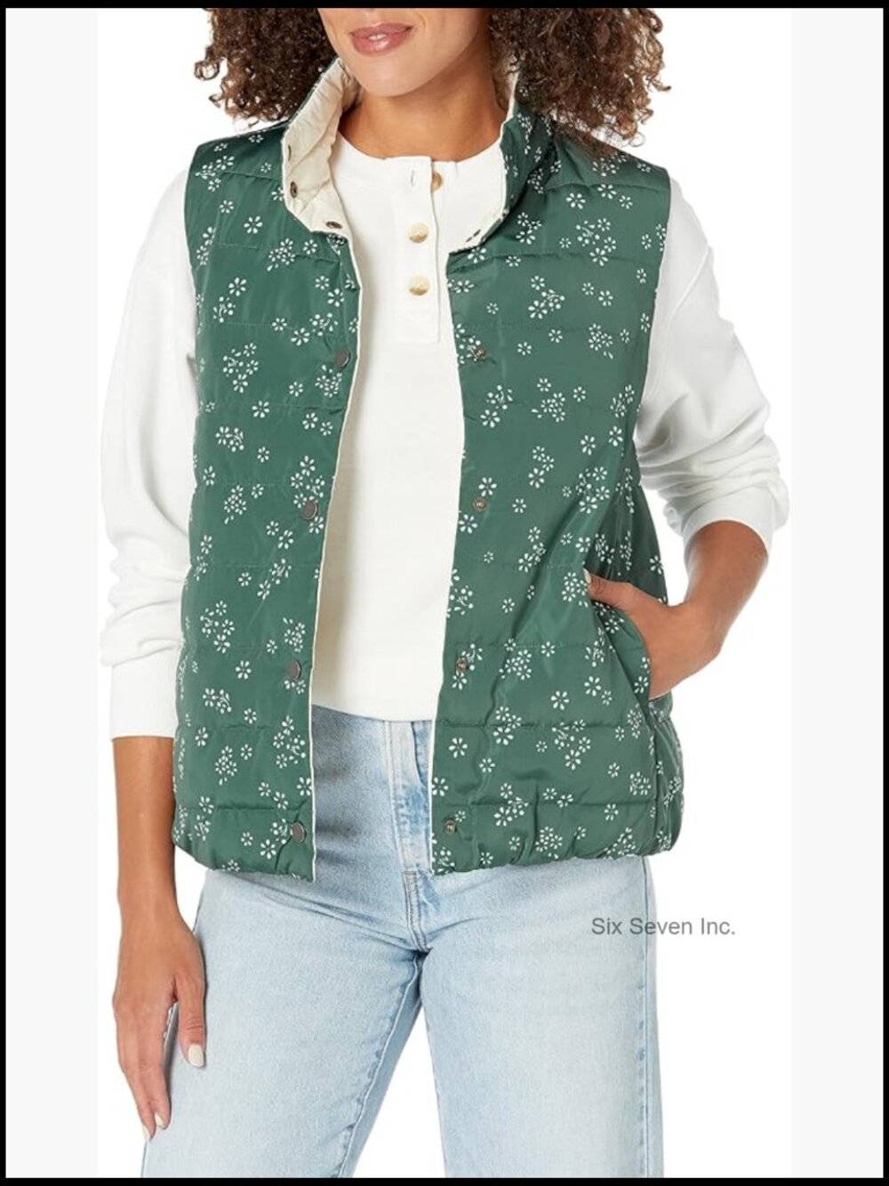 Women's Reversible Vest with Snap Closure Quilted Sleeveless